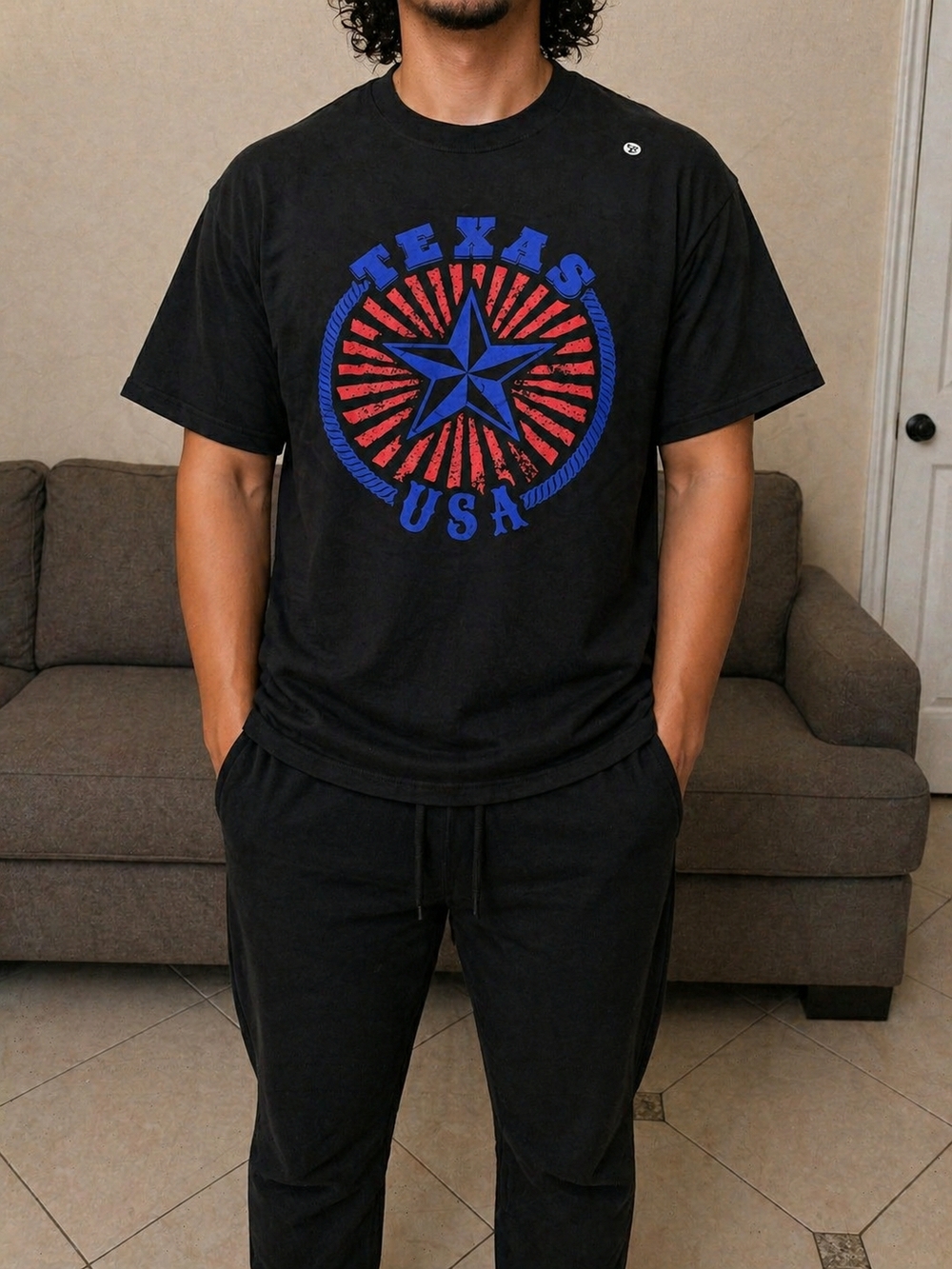 Black Texas USA Graphic Short-Sleeve Tee